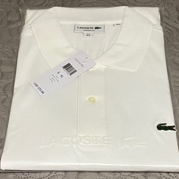 Original Lacoste Men’s Classic Fit Polo XL BNWT -   White - Picture 1 of 2